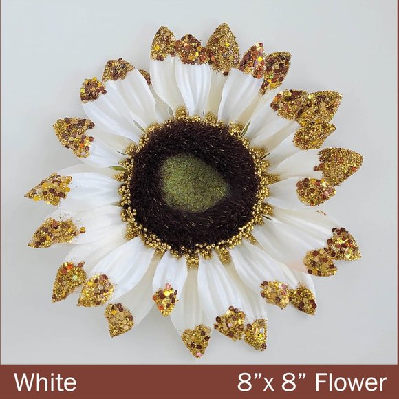 White Sunflower with Gold Glitter Handmade HOME decor - Picture 5 of 9